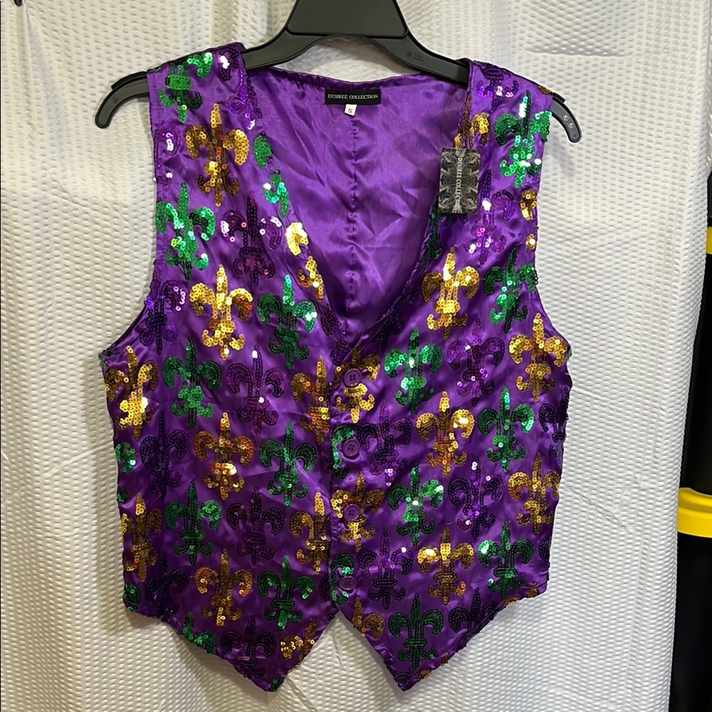 Desired Collection Sequin Purple Vest with Buttoned Design